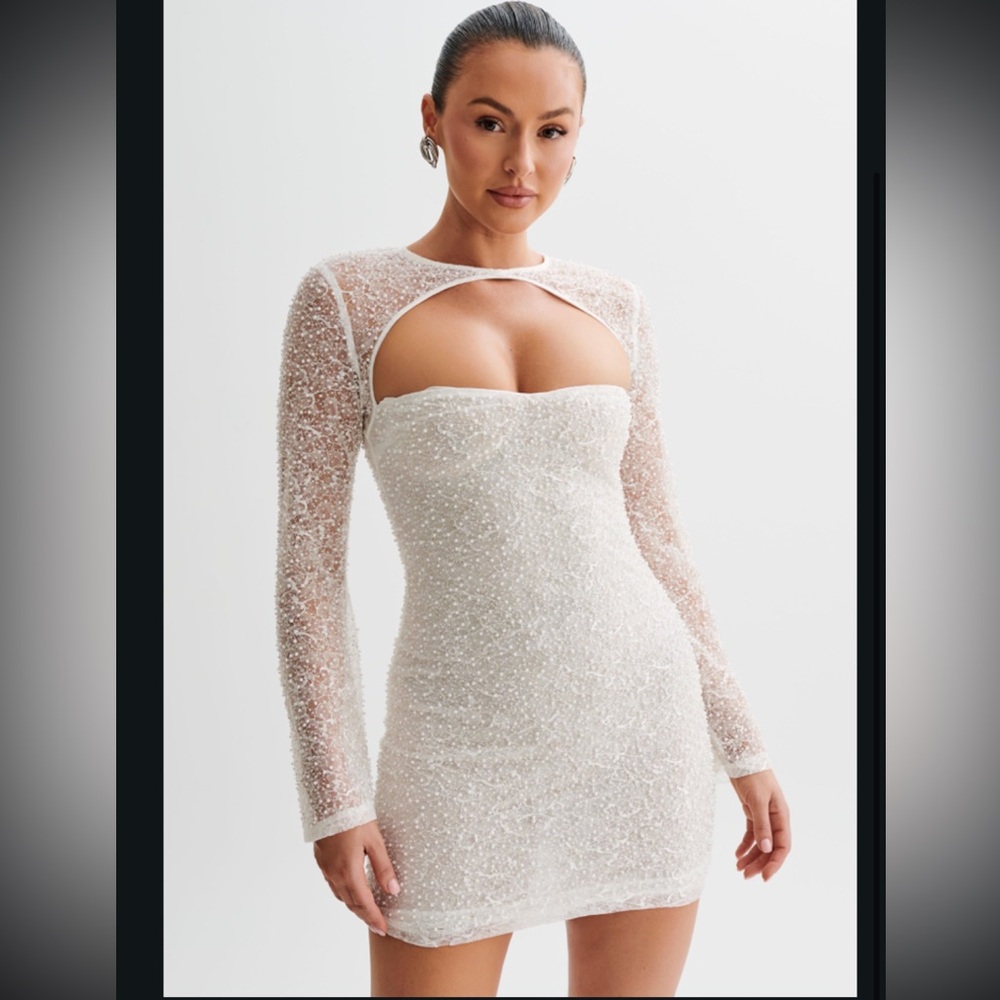 Pearl Beaded Mini Dress